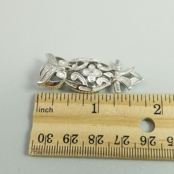 Vintage Crown Trifari Owl Bird Brooch, Signed Lapel Pin, Retro Estate - Picture 4 of 7